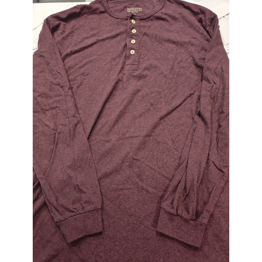 Pendleton Mens  XL Long Sleeve Cotton Henley Tee Red Brick Outdoor Gorp